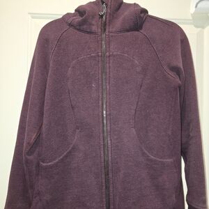 Lululemon Pleat to Street Full Zip Hoodie Jacket Size 8 Heathered Bordeaux EUC
